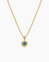 Cable Collectibles® Teen Birthstone Necklace in 18K Yellow Gold with Aquamarine, 3mm